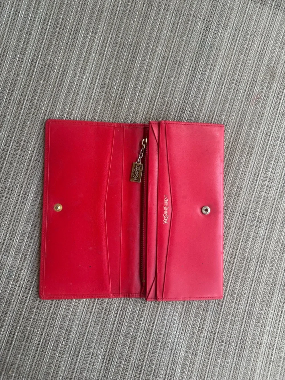 Yves Saint Laurent Red Embossed Monogram Chain Shoulder Bag - Picture 4 of 4